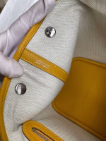 Hermes Garden Party 30 Handmade Bag in Toile and Yellow Leather - Image 9