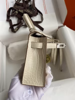 Hermes Kelly Mini II Sellier Handmade Bag In Beton Matte Alligator Leather - Image 2