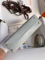 Hermes Kelly Mini II Sellier Handmade Bag In Blue Glacier Matte Alligator Leather - Image 7