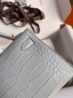 Hermes Kelly Mini II Sellier Handmade Bag In Blue Glacier Matte Alligator Leather - Image 9