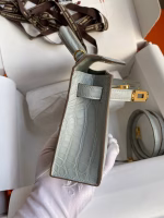 Hermes Kelly Mini II Sellier Handmade Bag In Blue Glacier Matte Alligator Leather - Image 3