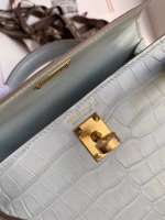 Hermes Kelly Mini II Sellier Handmade Bag In Blue Glacier Matte Alligator Leather - Image 2