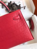 Hermes Kelly Mini II Sellier Handmade Bag In Rose Extreme Matte Alligator Leather - Image 8