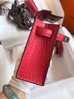 Hermes Kelly Mini II Sellier Handmade Bag In Rose Extreme Matte Alligator Leather - Image 9