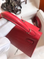 Hermes Kelly Mini II Sellier Handmade Bag In Rose Extreme Matte Alligator Leather - Image 3