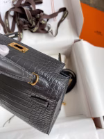 Hermes Kelly Mini II Sellier Handmade Bag In Graphite Matte Alligator Leather - Image 3