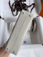 Hermes Kelly Mini II Sellier Handmade Bag In Grey Matte Alligator Leather - Image 7