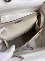 Hermes Kelly Mini II Sellier Handmade Bag In Grey Matte Alligator Leather - Image 5