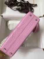 Hermes Kelly Mini II Sellier Handmade Bag In Mauve Sylvestre Matte Alligator Leather - Image 7