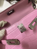 Hermes Kelly Mini II Sellier Handmade Bag In Mauve Sylvestre Matte Alligator Leather - Image 4