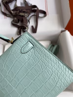 Hermes Kelly Mini II Sellier Handmade Bag In Vert D'eau Matte Alligator Leather - Image 9