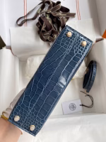 Hermes Kelly Mini II Sellier Handmade Bag In Colvert Shiny Alligator Leather - Image 7