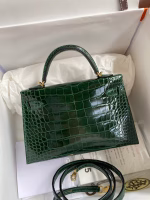 Hermes Kelly Mini II Sellier Handmade Bag In Malachite Shiny Alligator Leather - Image 6