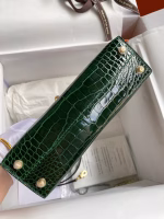 Hermes Kelly Mini II Sellier Handmade Bag In Malachite Shiny Alligator Leather - Image 8