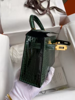 Hermes Kelly Mini II Sellier Handmade Bag In Malachite Shiny Alligator Leather - Image 7