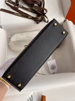 Hermes Kelly Mini II Sellier Bicolor Handmade Bag in Black and Gold Epsom Calfskin - Image 9