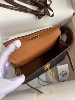 Hermes Kelly Mini II Sellier Bicolor Handmade Bag in Black and Gold Epsom Calfskin - Image 8
