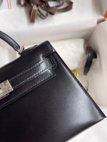 Hermes Kelly Mini II Sellier Handmade Bag In Black Box Calfskin - Image 8