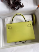 Hermes Kelly Mini II Sellier Handmade Bag In Jaune Bourgeon Chevre Mysore Leather - Image 6