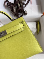 Hermes Kelly Mini II Sellier Handmade Bag In Jaune Bourgeon Chevre Mysore Leather - Image 7