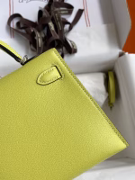 Hermes Kelly Mini II Sellier Handmade Bag In Jaune Bourgeon Chevre Mysore Leather - Image 8
