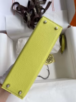 Hermes Kelly Mini II Sellier Handmade Bag In Jaune Bourgeon Chevre Mysore Leather - Image 9