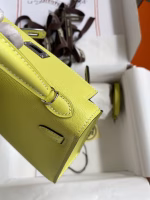 Hermes Kelly Mini II Sellier Handmade Bag In Jaune Bourgeon Chevre Mysore Leather - Image 2