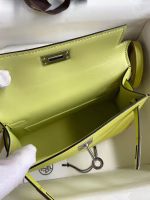 Hermes Kelly Mini II Sellier Handmade Bag In Jaune Bourgeon Chevre Mysore Leather - Image 5