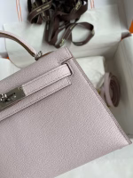 Hermes Kelly Mini II Sellier Handmade Bag In Mauve Pale Chevre Mysore Leather - Image 8
