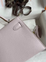 Hermes Kelly Mini II Sellier Handmade Bag In Mauve Pale Chevre Mysore Leather - Image 9