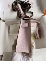 Hermes Kelly Mini II Sellier Handmade Bag In Mauve Pale Chevre Mysore Leather - Image 2