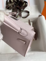 Hermes Kelly Mini II Sellier Handmade Bag In Mauve Pale Chevre Mysore Leather - Image 3
