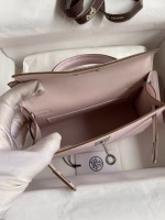 Hermes Kelly Mini II Sellier Handmade Bag In Mauve Pale Chevre Mysore Leather - Image 5