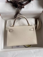 Hermes Kelly Mini II Sellier Handmade Bag In Nata Chevre Mysore Leather - Image 6