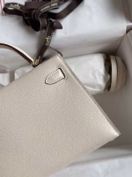 Hermes Kelly Mini II Sellier Handmade Bag In Nata Chevre Mysore Leather - Image 9