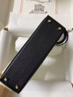 Hermes Kelly Mini II Sellier Handmade Bag In Black Chevre Mysore Leather - Image 7