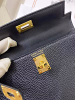Hermes Kelly Mini II Sellier Handmade Bag In Black Chevre Mysore Leather - Image 4