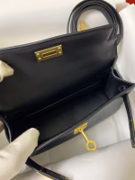 Hermes Kelly Mini II Sellier Handmade Bag In Black Chevre Mysore Leather - Image 5