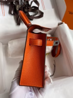 Hermes Kelly Mini II Sellier Handmade Bag In Orange Chevre Mysore Leather - Image 3