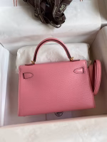Hermes Kelly Mini II Sellier Handmade Bag In Rose Confetti Chevre Mysore Leather - Image 6