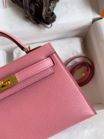 Hermes Kelly Mini II Sellier Handmade Bag In Rose Confetti Chevre Mysore Leather - Image 8
