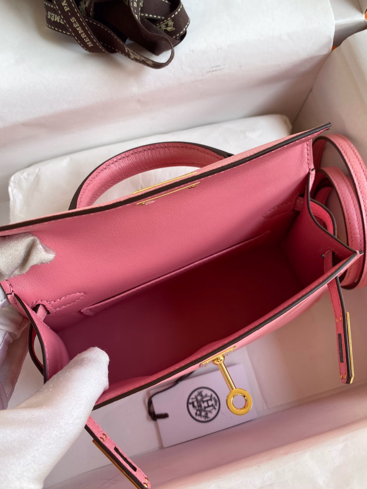 Hermes Kelly Mini II Sellier Handmade Bag In Rose Confetti Chevre Mysore Leather - Image 5
