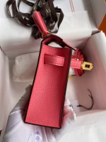 Hermes Kelly Mini II Sellier Handmade Bag In Rose Lipstick Chevre Mysore Leather - Image 3