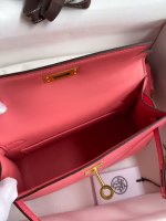 Hermes Kelly Mini II Sellier Handmade Bag In Rose Lipstick Chevre Mysore Leather - Image 7