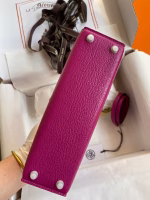 Hermes Kelly Mini II Sellier Handmade Bag In Rose Purple Chevre Mysore Leather - Image 9