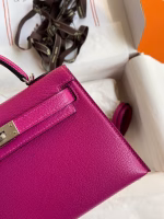 Hermes Kelly Mini II Sellier Handmade Bag In Rose Purple Chevre Mysore Leather - Image 2