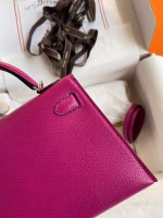 Hermes Kelly Mini II Sellier Handmade Bag In Rose Purple Chevre Mysore Leather - Image 3
