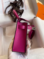 Hermes Kelly Mini II Sellier Handmade Bag In Rose Purple Chevre Mysore Leather - Image 4