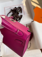 Hermes Kelly Mini II Sellier Handmade Bag In Rose Purple Chevre Mysore Leather - Image 5