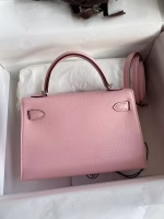 Hermes Kelly Mini II Sellier Handmade Bag In Rose Sakura Chevre Mysore Leather - Image 6